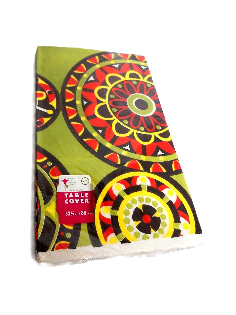 Vintage 1970s Tuttle Press Paper Table Cover Mod Psychedelic Retro 54"x88"